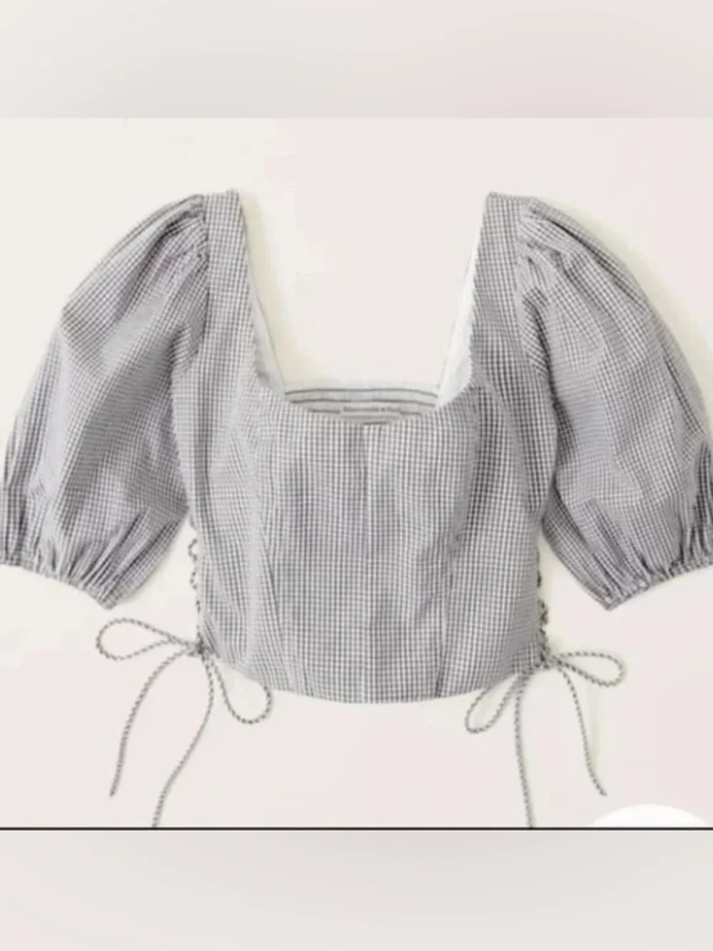 Abercrombie & Fitch Gingham Puff Sleeve Cropped Top XL